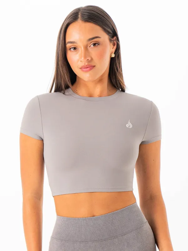 NKD Cropped Tee - Grey sold by Ryderwear