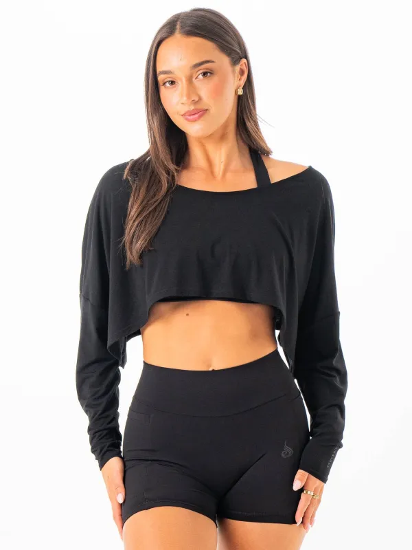 Slouchy Off Shoulder Top - Black sold by Ryderwear