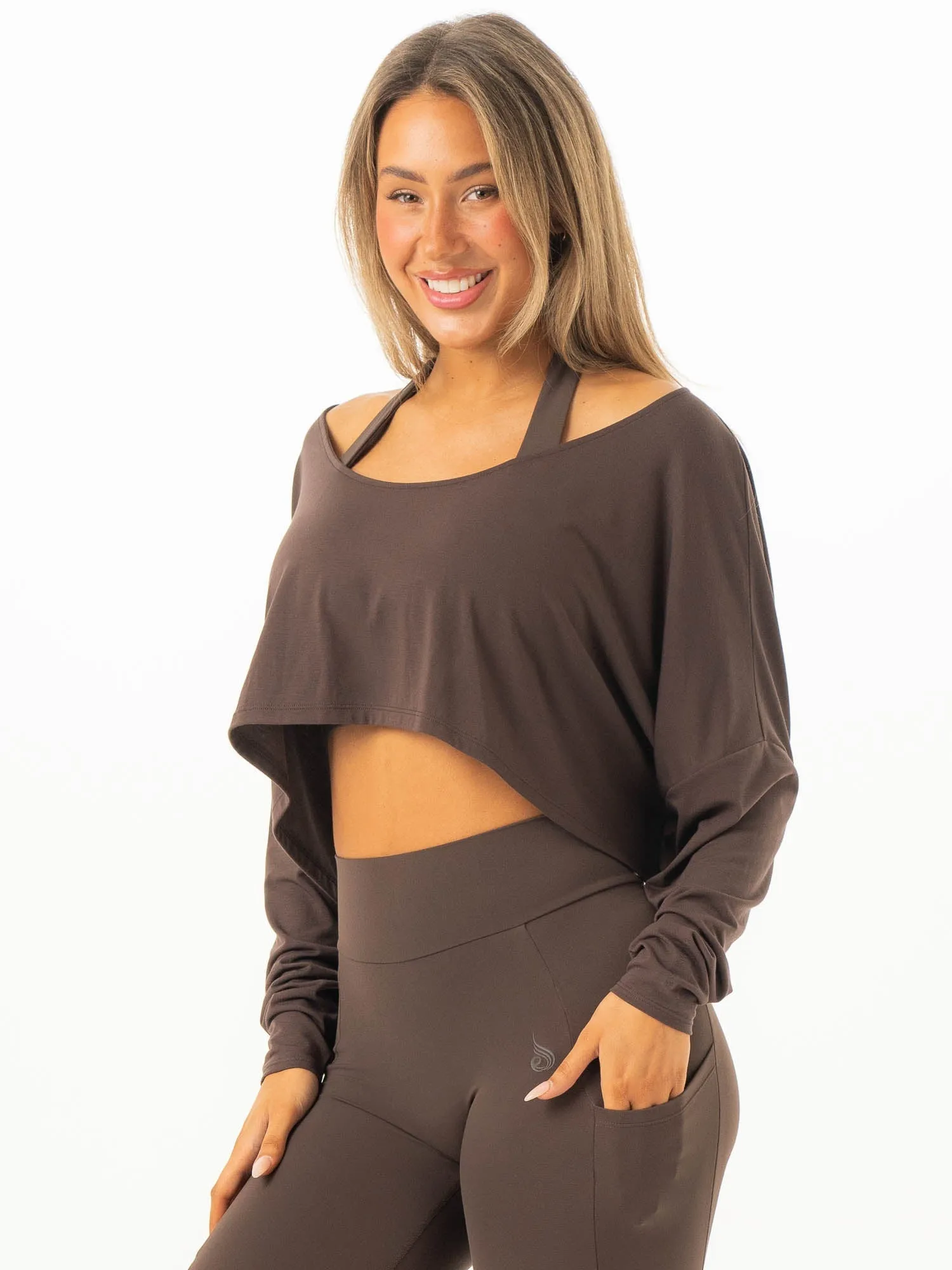 Slouchy Off Shoulder Top - Espresso sold by Ryderwear product image thumbnail 3