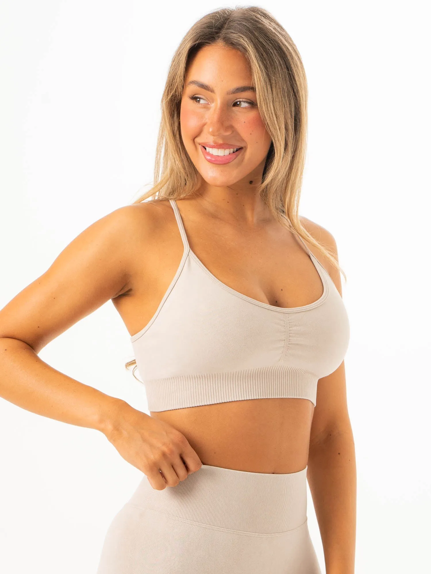 Stonewash Seamless Sports Bra - Latte Stonewash sold by Ryderwear product image thumbnail 5