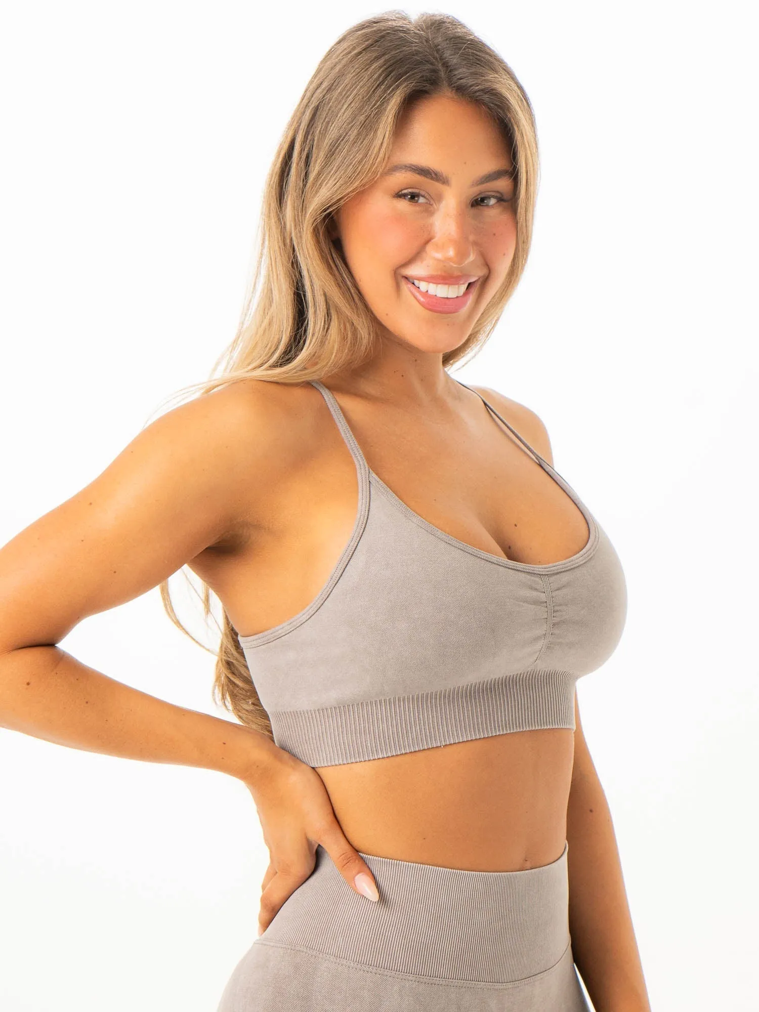 Stonewash Seamless Sports Bra - Ash Stonewash sold by Ryderwear product image thumbnail 4