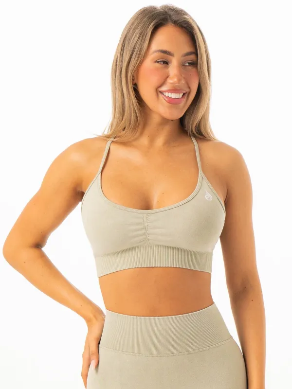 Stonewash Seamless Sports Bra - Matcha Stonewash sold by Ryderwear