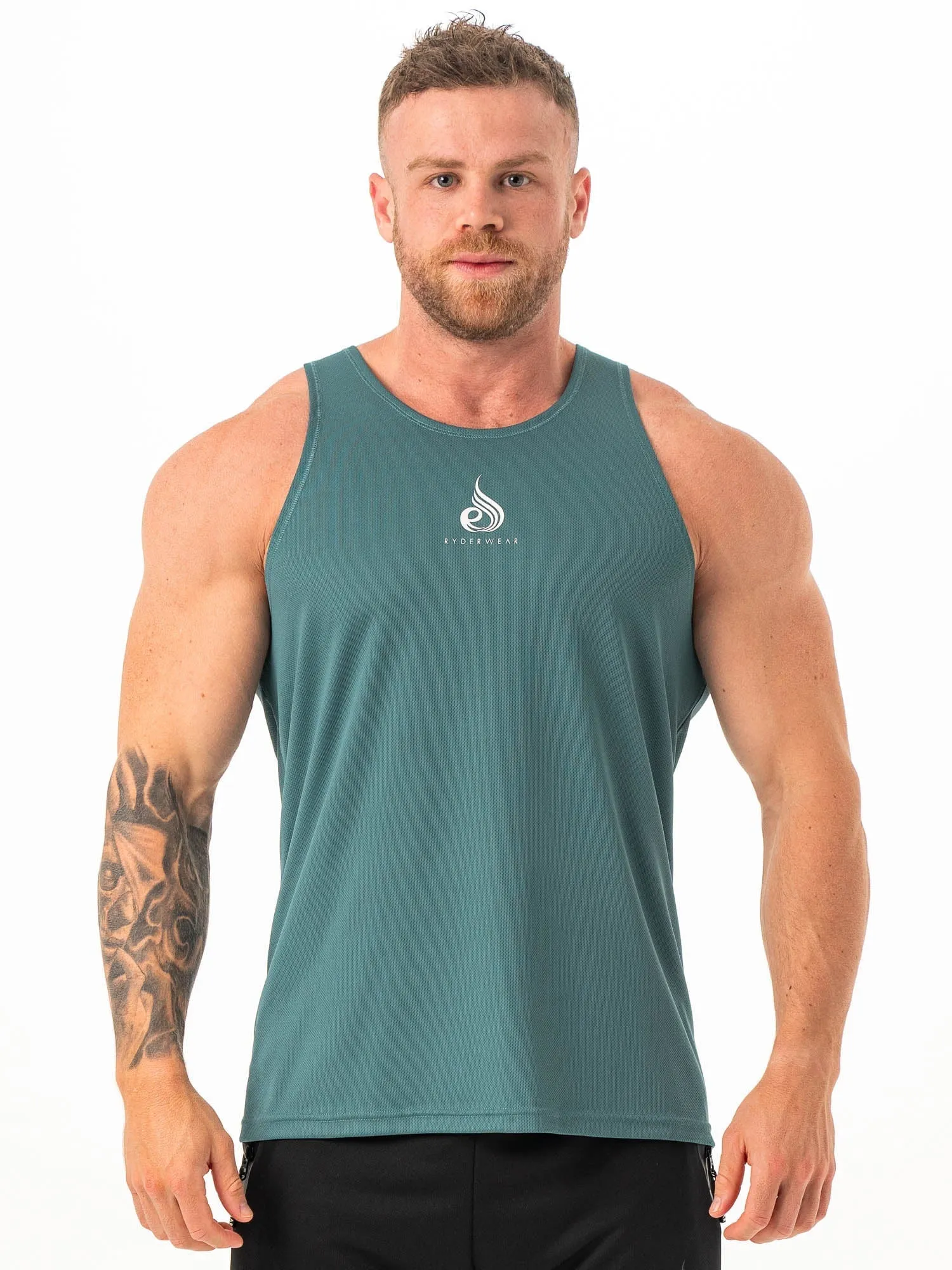 Heighten Mesh Regular Tank - Petrol sold by Ryderwear