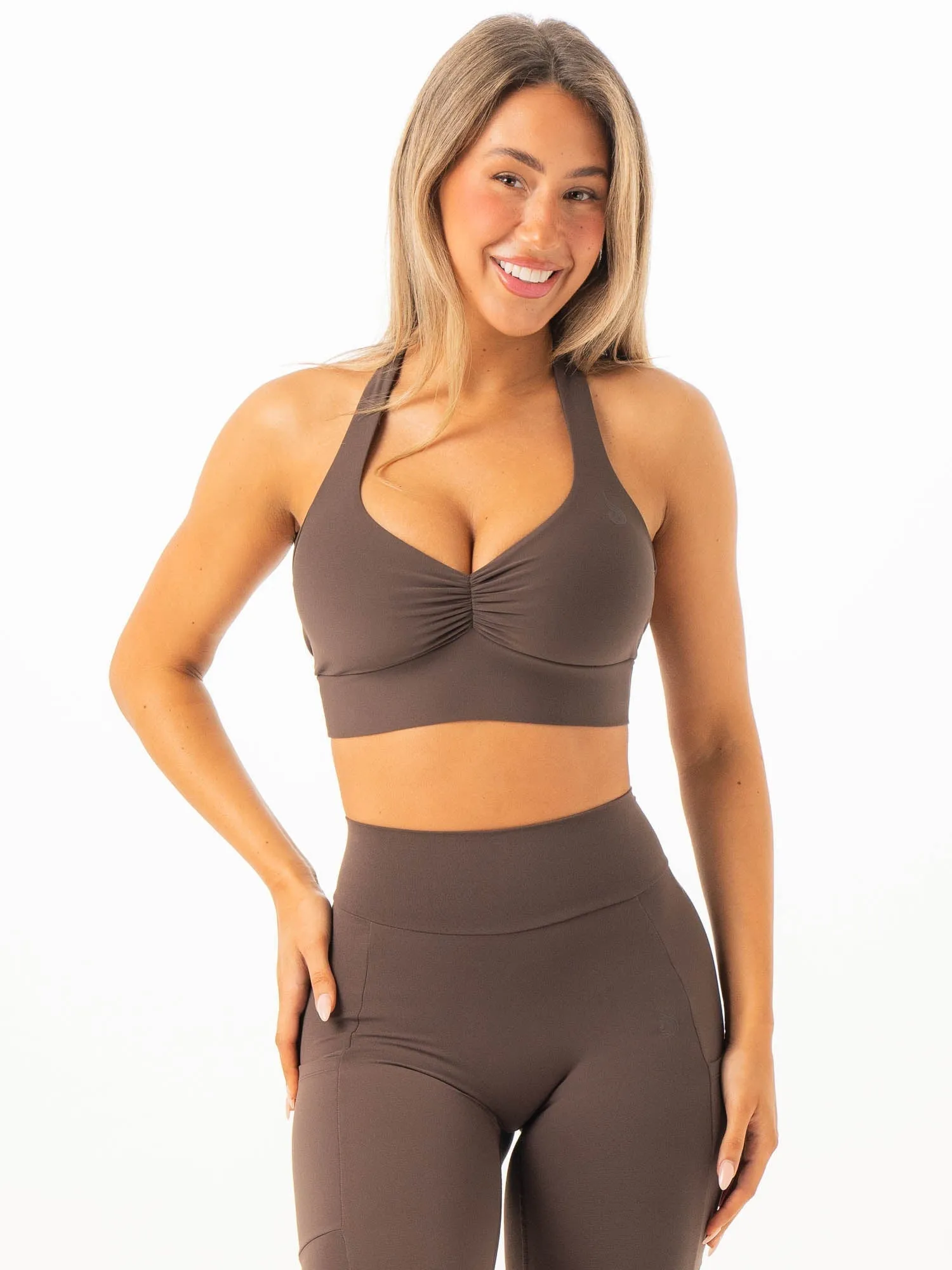 NKD Scrunch Halter Bra - Espresso sold by Ryderwear