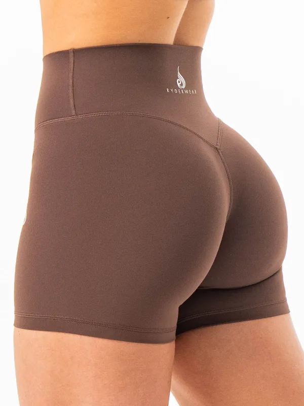NKD High Waisted Shorts - Chocolate sold by Ryderwear