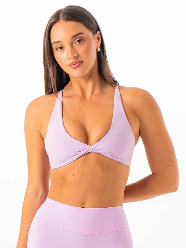 NKD Twist Sports Bra - Lilac sold by Ryderwear