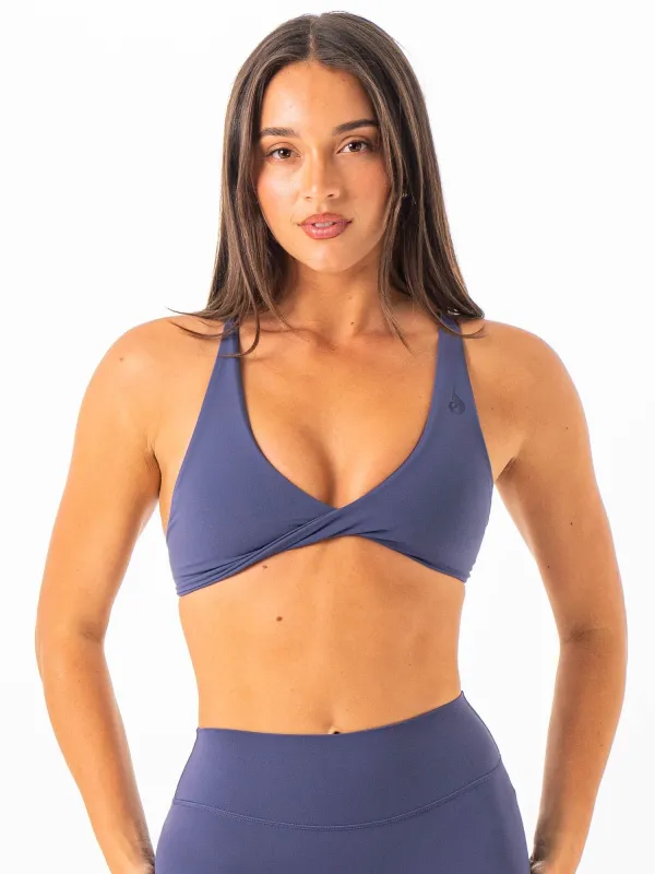 NKD Twist Sports Bra - Blue Steel sold by Ryderwear
