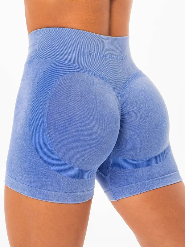 Stonewash Scrunch Seamless Shorts - Indigo Stonewash sold by Ryderwear