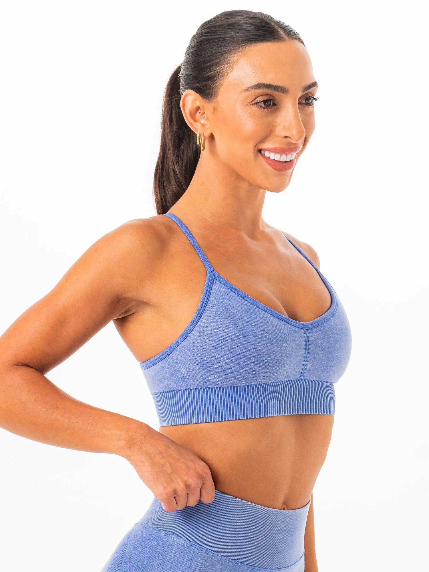 Stonewash Seamless Sports Bra - Indigo Stonewash sold by Ryderwear product image thumbnail 4