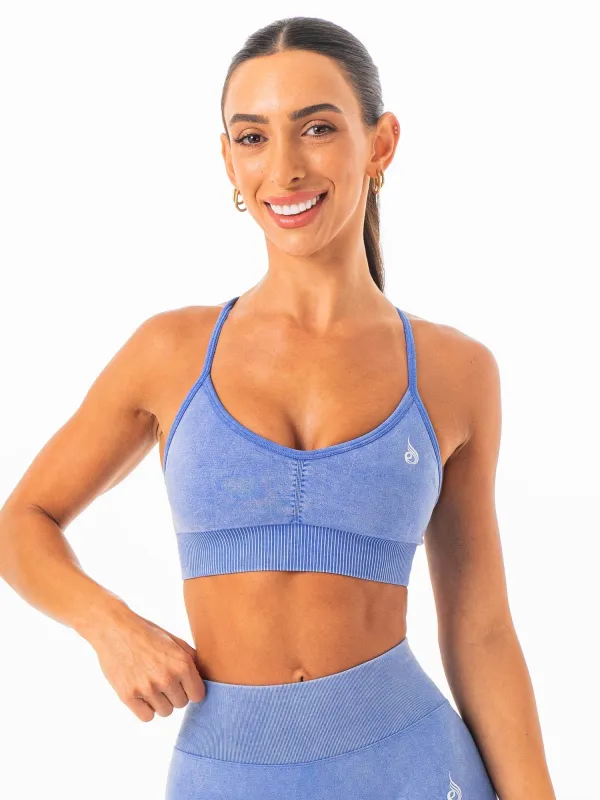 Stonewash Seamless Sports Bra - Indigo Stonewash sold by Ryderwear