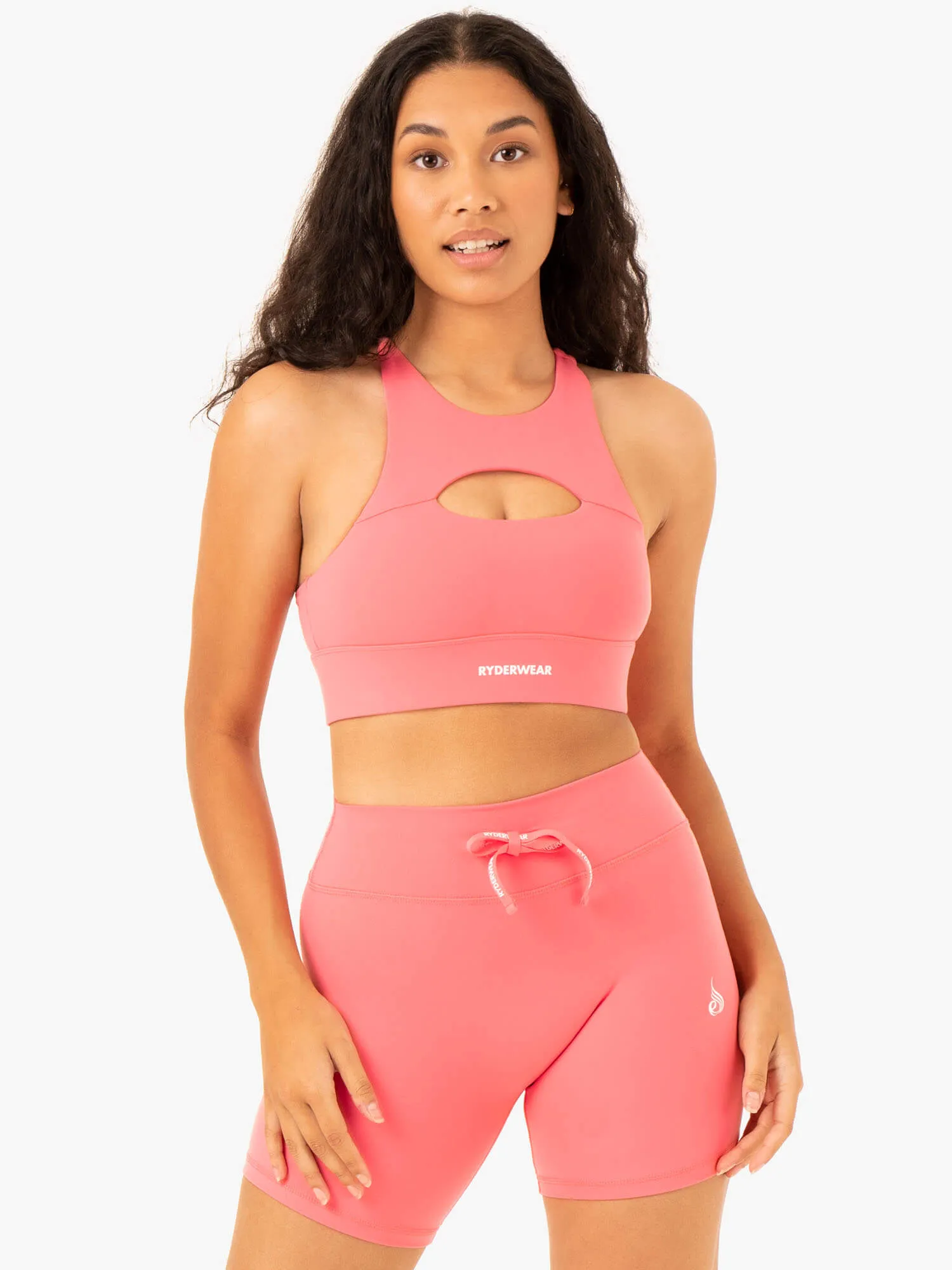 Replay Cut Out Sports Bra - Coral sold by Ryderwear