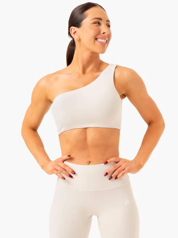 Adapt One Shoulder Sports Bra - Snow Grey made by Ryderwear