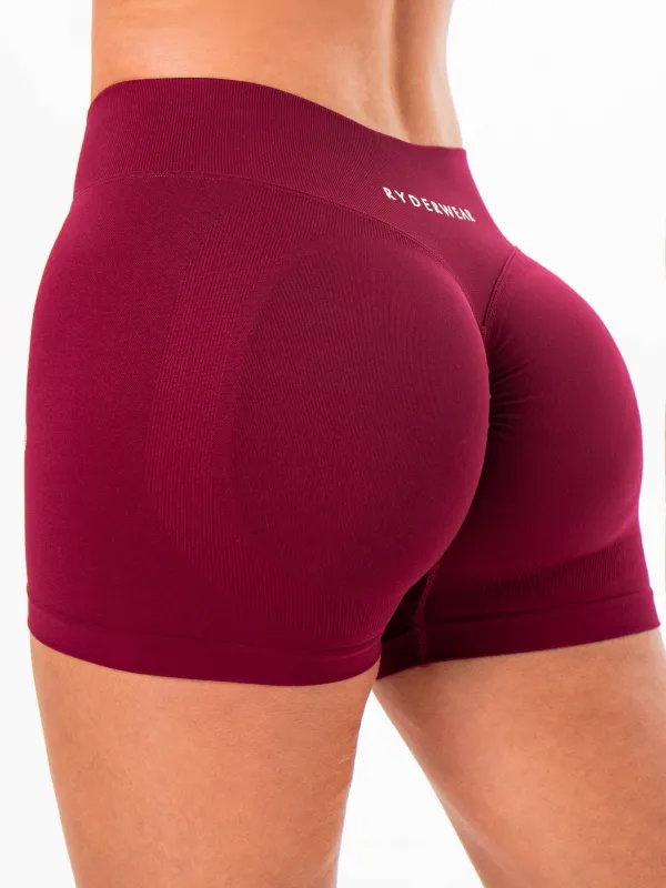 Sculpt Seamless Mini Mid Rise Shorts - Cranberry sold by Ryderwear