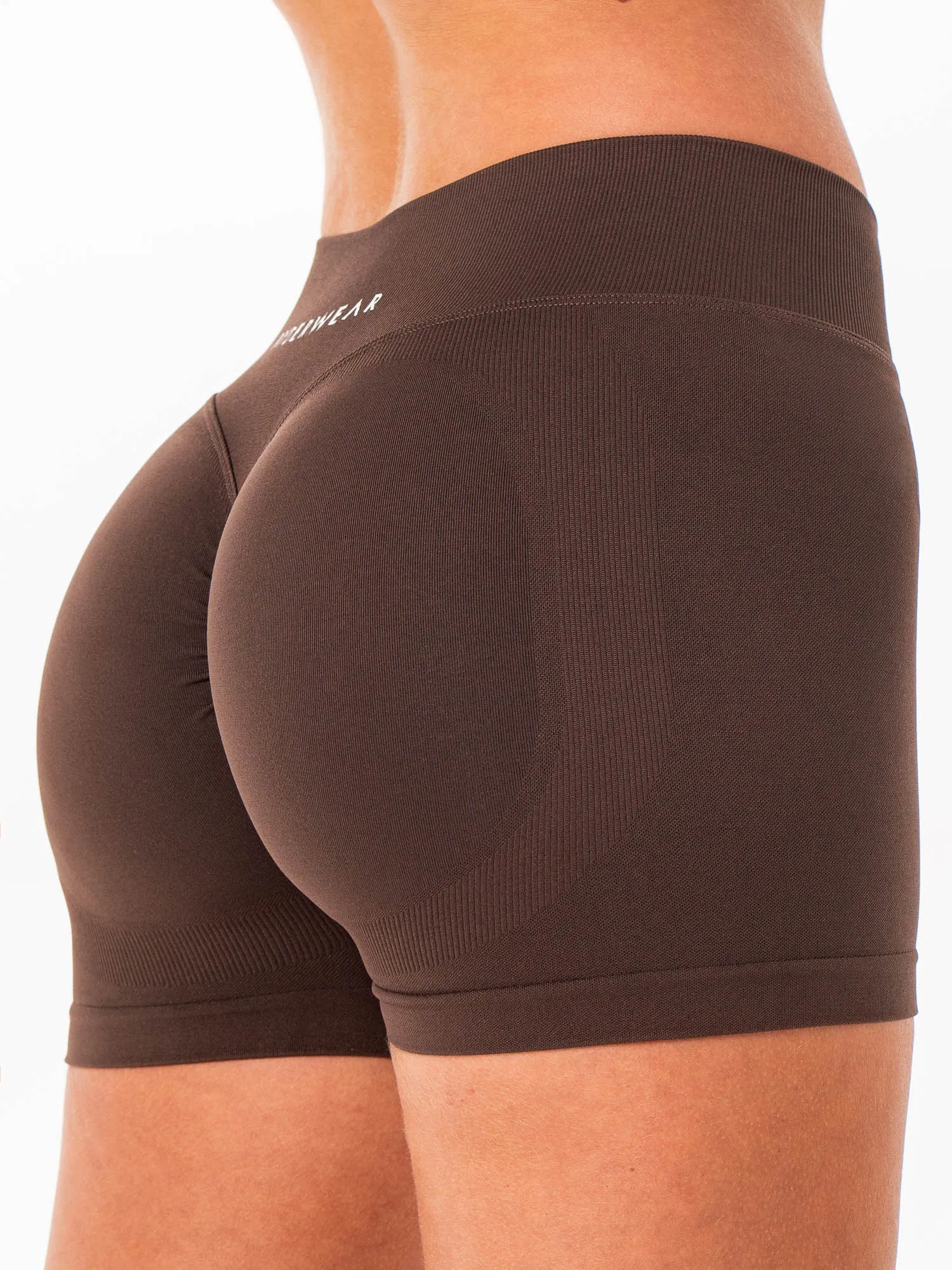 Sculpt Seamless Mini Mid Rise Shorts - Chocolate sold by Ryderwear product image thumbnail 4