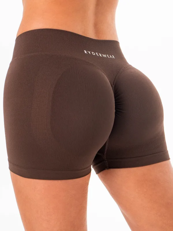 Sculpt Seamless Mini Mid Rise Shorts - Chocolate sold by Ryderwear