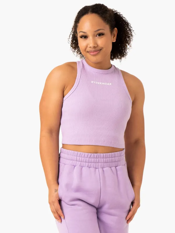 Sideline Rib Crop Tank - Lilac sold by Ryderwear