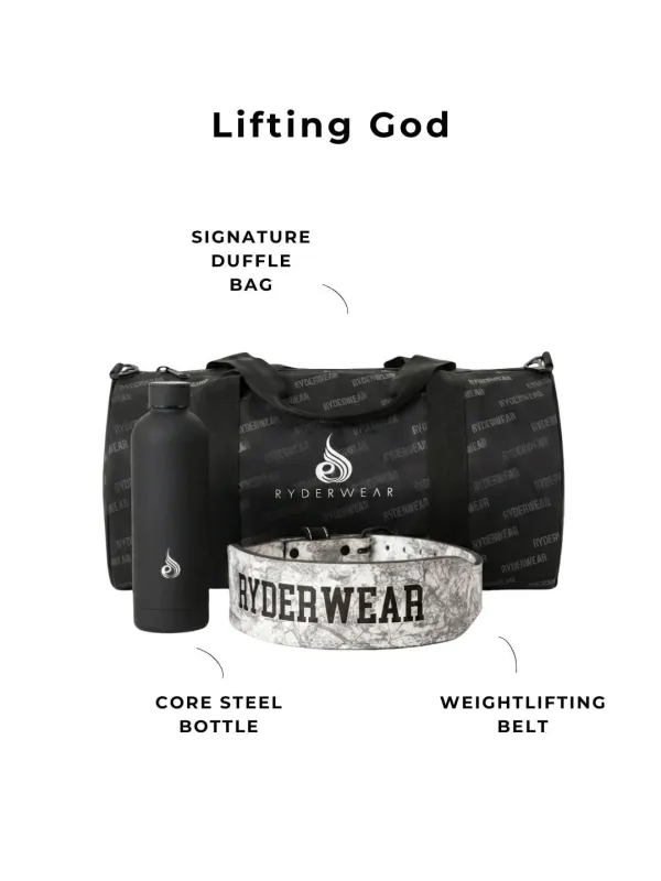 Lifting God - Lifting Belt • Gym Bag • Bottle made by Ryderwear