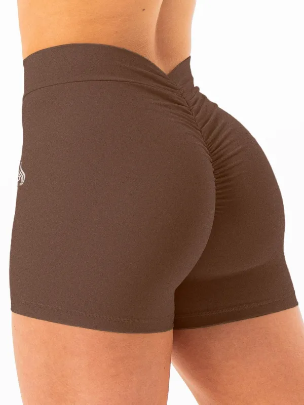 NKD V Scrunch Shorts - Espresso sold by Ryderwear