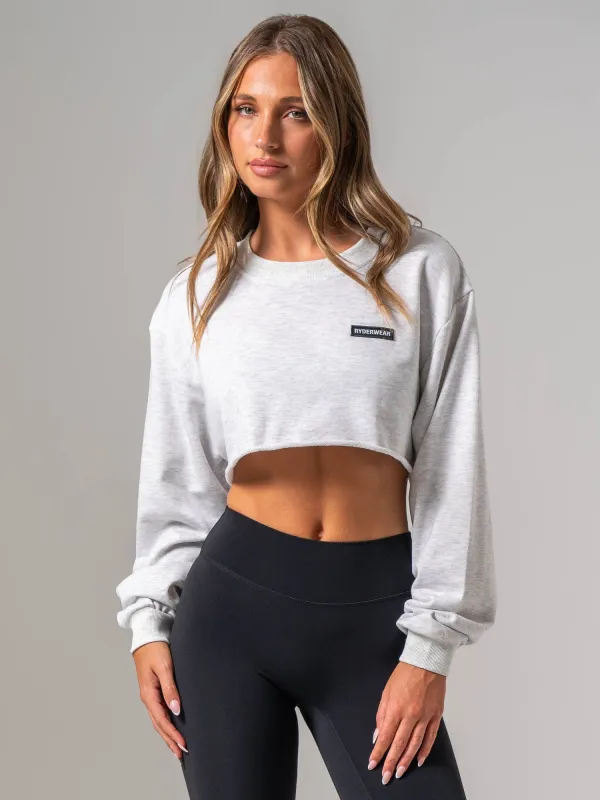 Cropped Sweater - Snow Marl made by Ryderwear