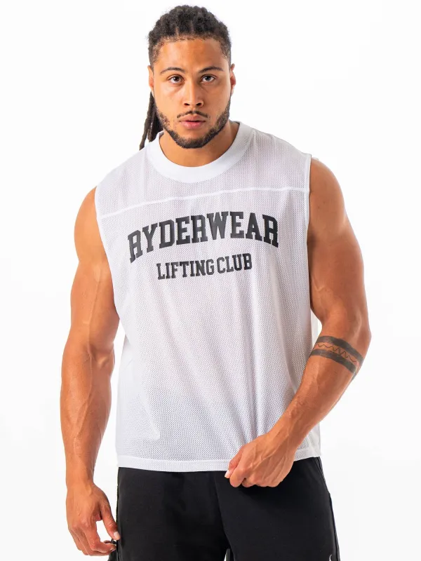 Mesh Flex Muscle Tank - White made by Ryderwear
