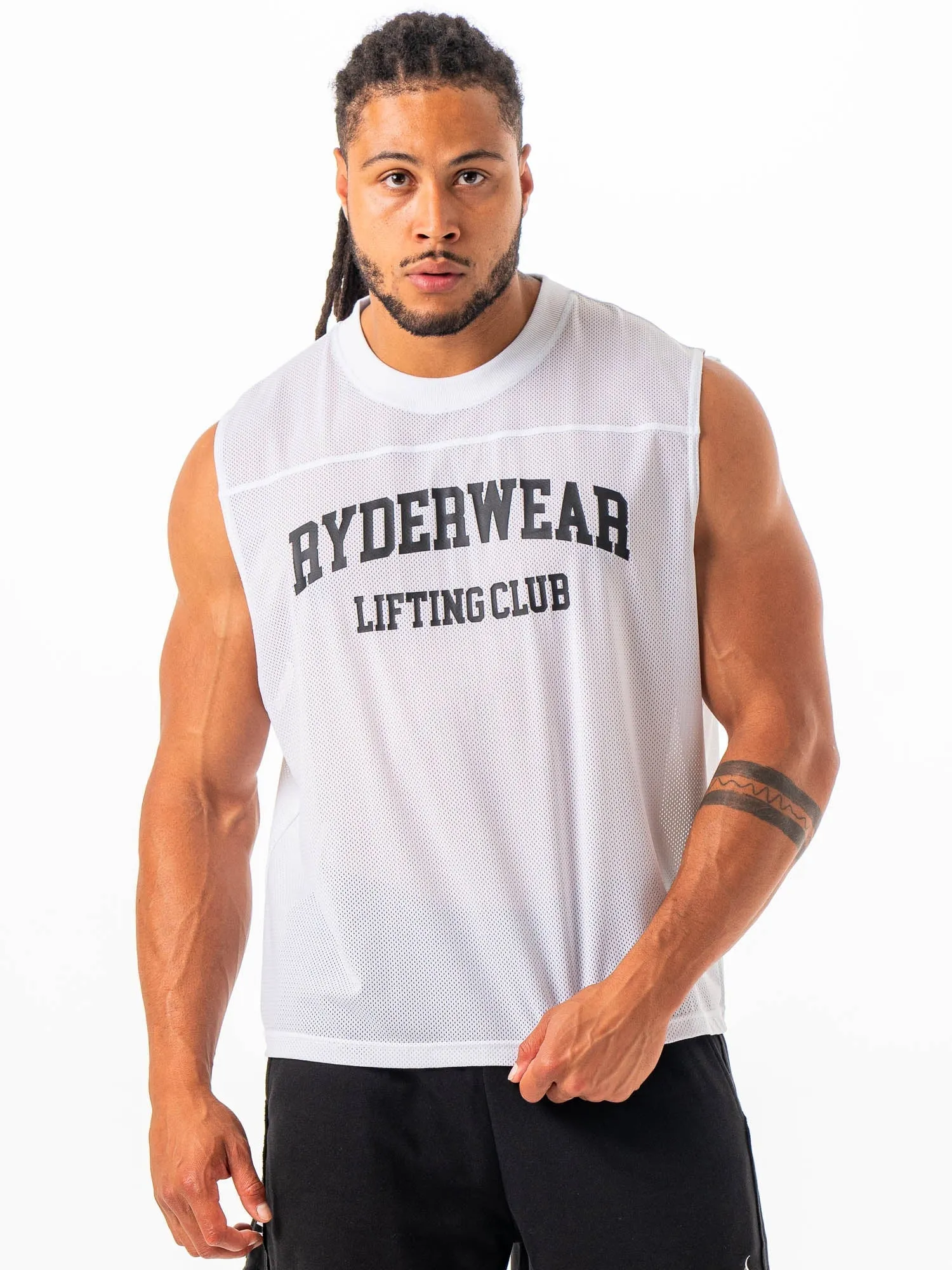 Mesh Flex Muscle Tank - White sold by Ryderwear