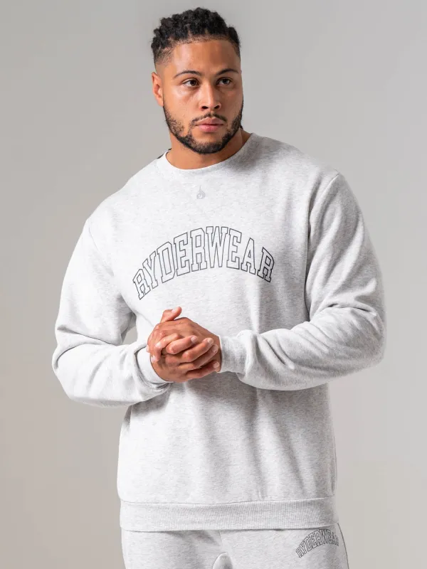 Men's Collegiate Crew Neck - Snow Marl made by Ryderwear