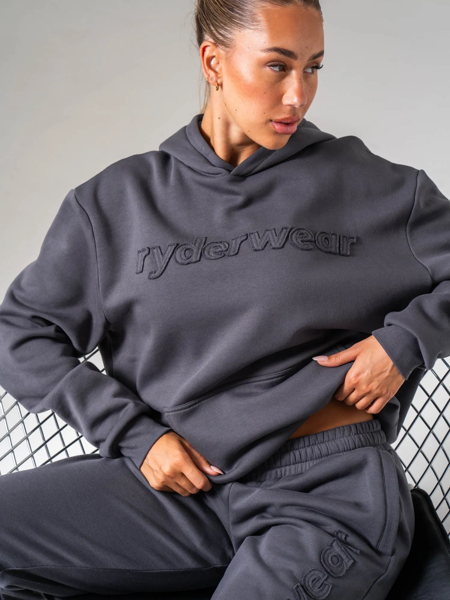 Applique Hoodie - Charcoal sold by Ryderwear