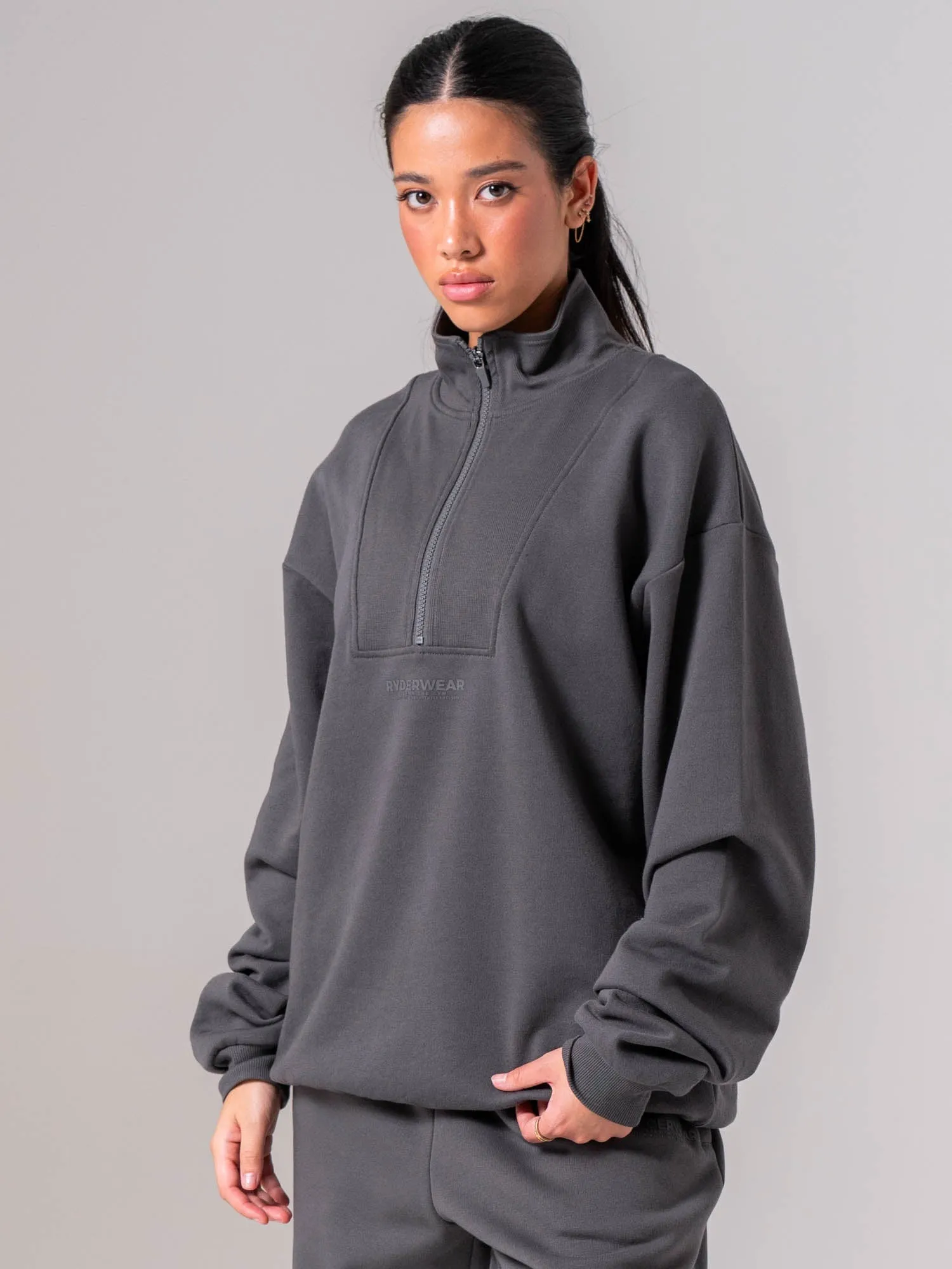 Unisex Fleece Half Zip - Charcoal sold by Ryderwear product image thumbnail 4