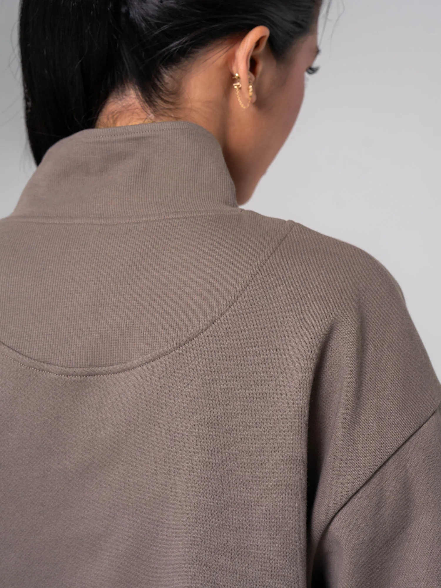Unisex Fleece Half Zip - Deep Taupe sold by Ryderwear product image thumbnail 4