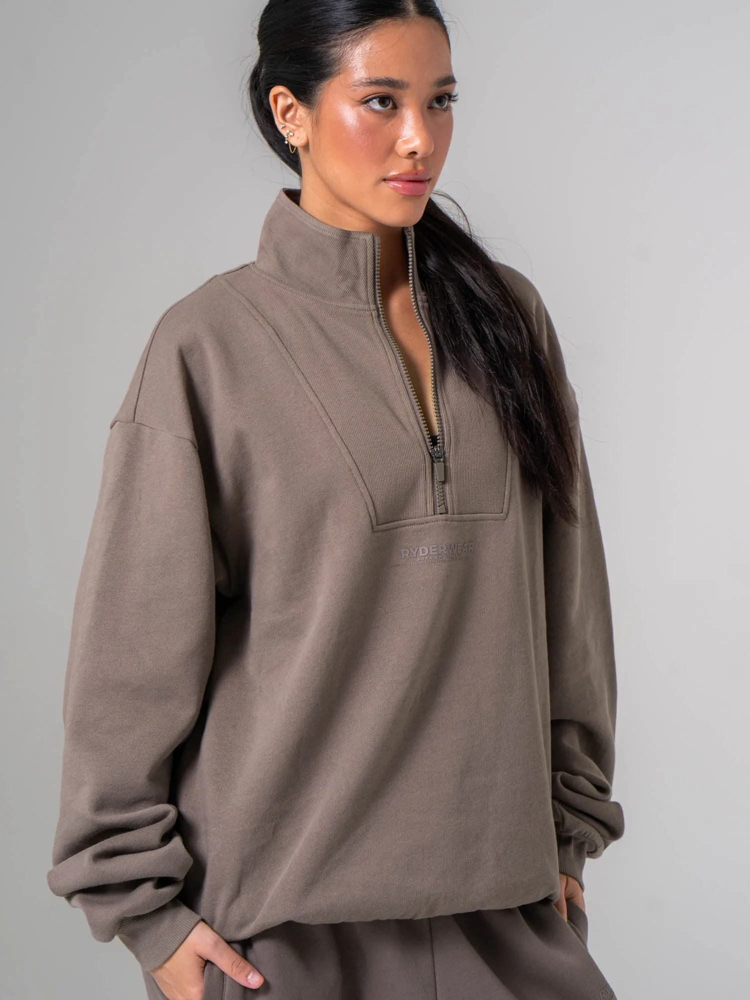 Unisex Fleece Half Zip - Deep Taupe sold by Ryderwear product image thumbnail 5