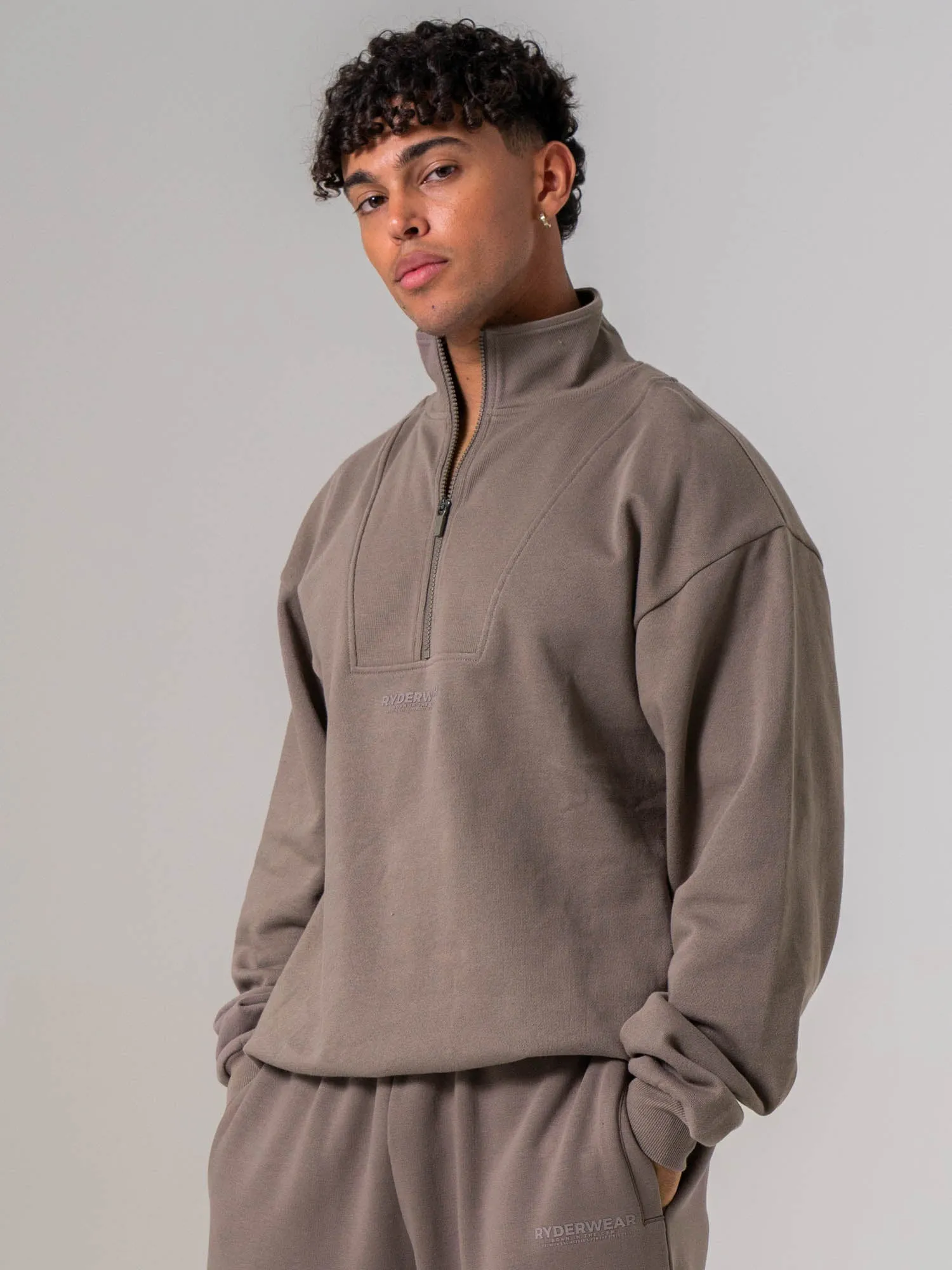 Unisex Fleece Half Zip - Deep Taupe sold by Ryderwear product image thumbnail 5
