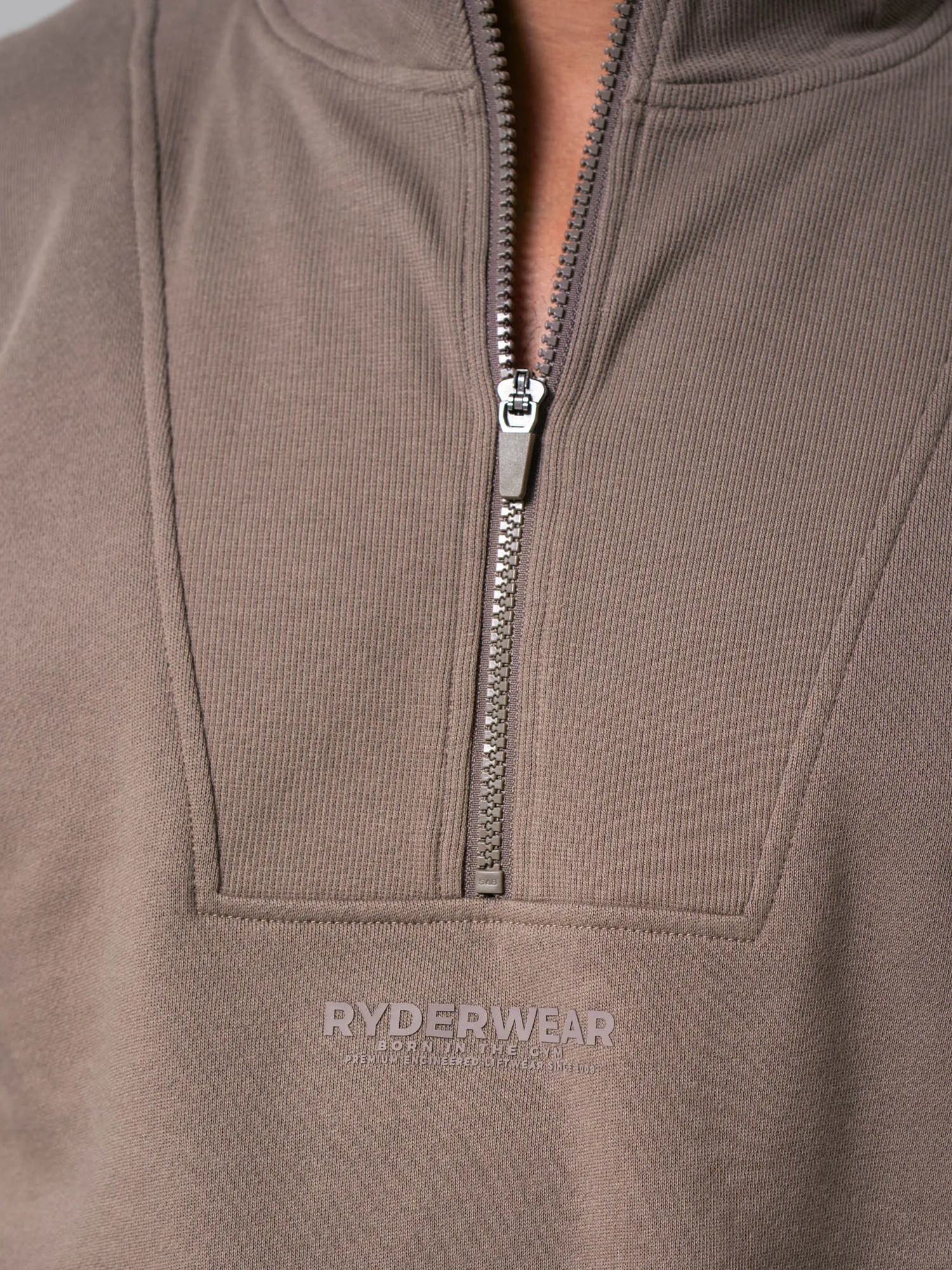 Unisex Fleece Half Zip - Deep Taupe sold by Ryderwear product image thumbnail 4