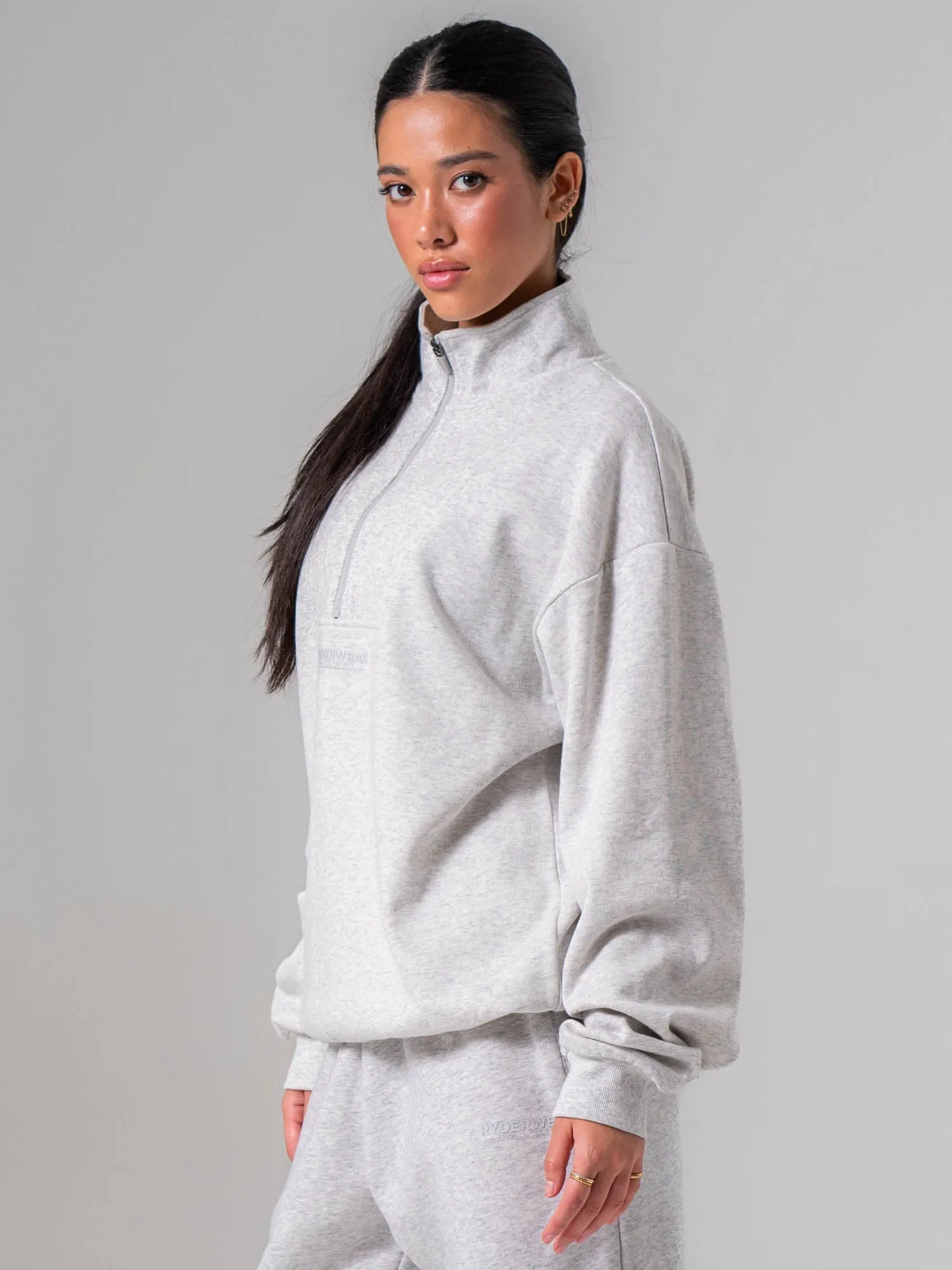 Unisex Fleece Half Zip - Snow Marle sold by Ryderwear product image thumbnail 4