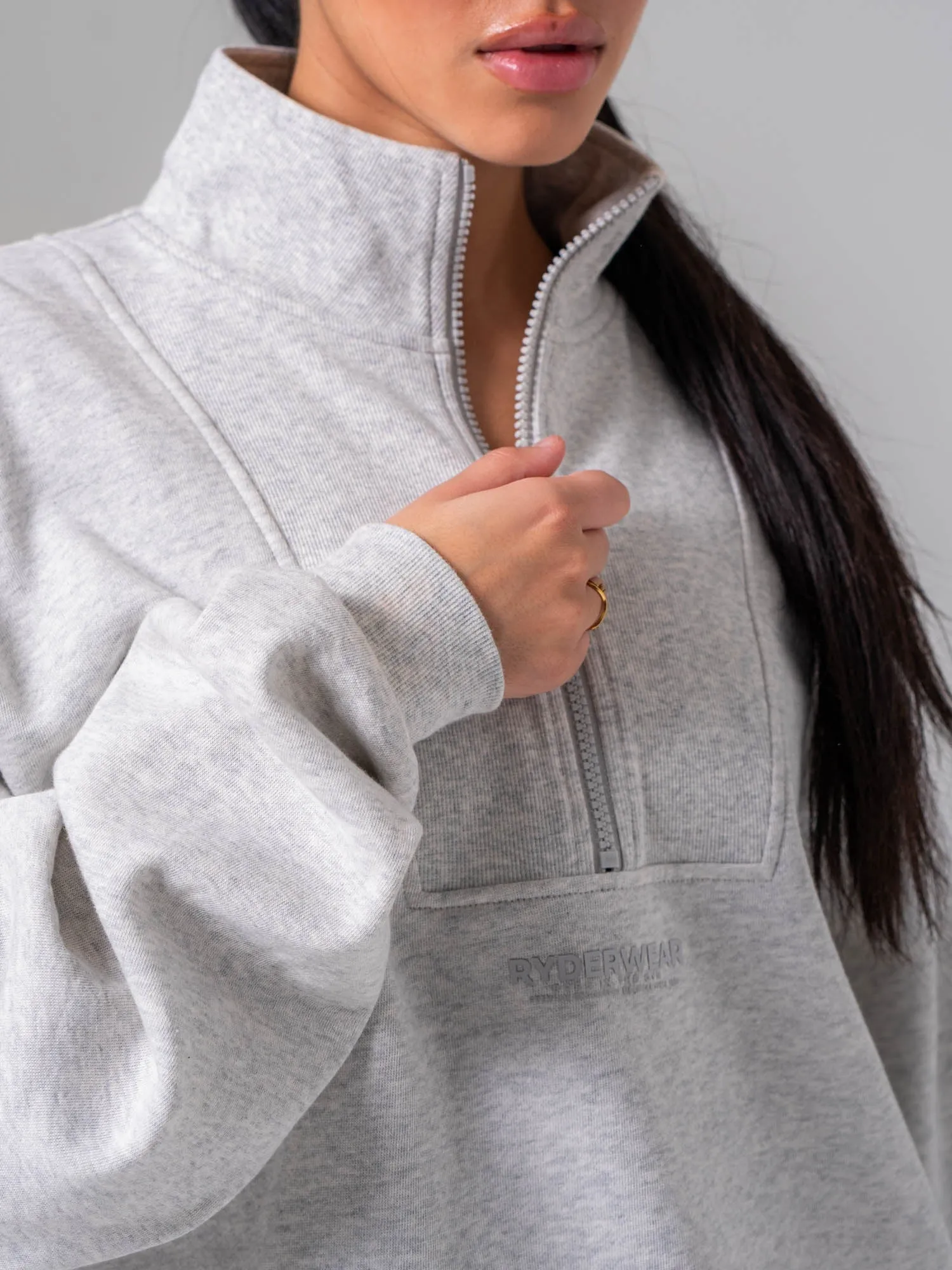 Unisex Fleece Half Zip - Snow Marle sold by Ryderwear product image thumbnail 2