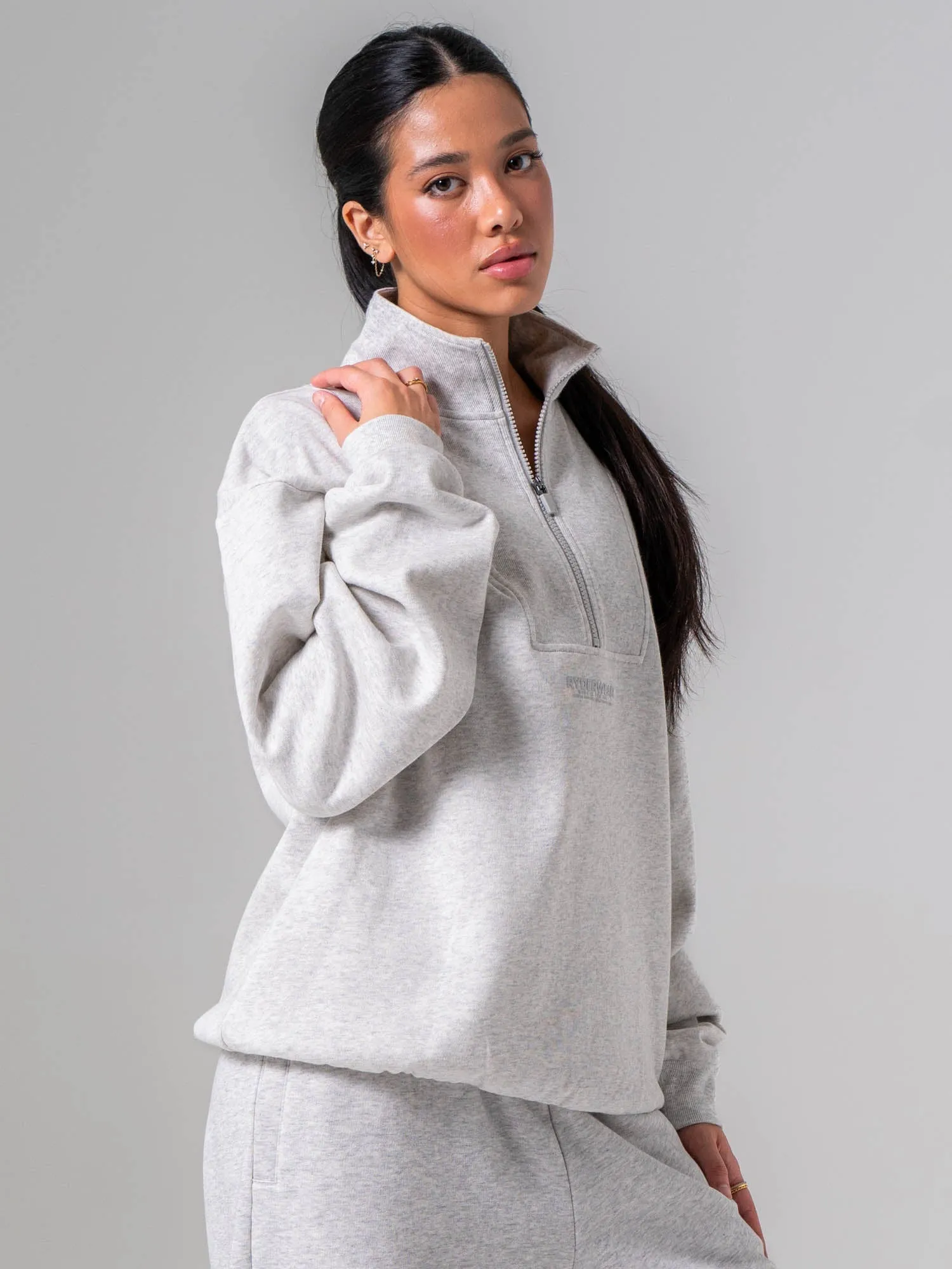 Unisex Fleece Half Zip - Snow Marle sold by Ryderwear product image thumbnail 5
