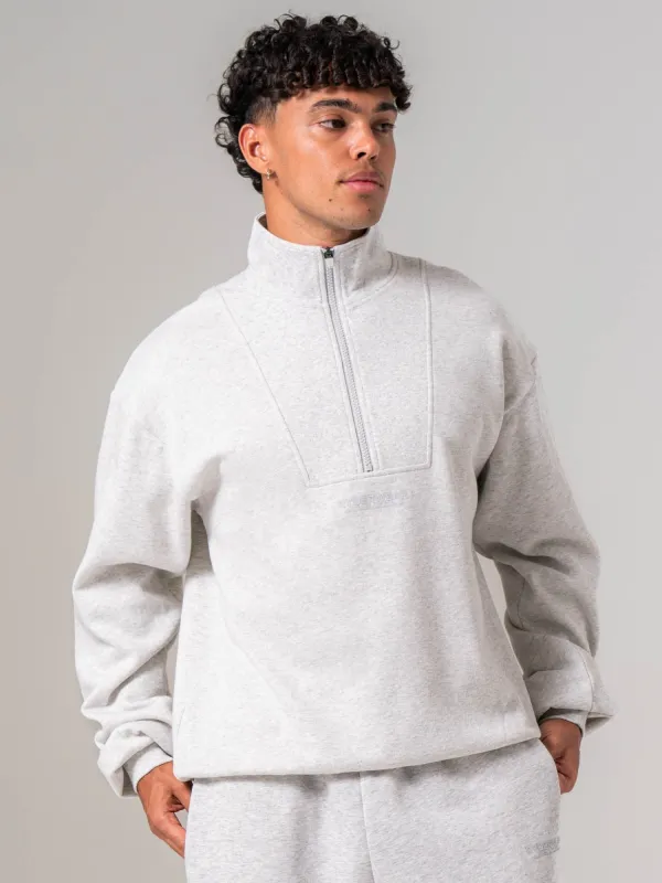 Unisex Fleece Half Zip - Snow Marle made by Ryderwear