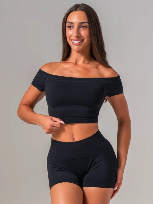 Boost Off The Shoulder Crop - Black made by Ryderwear