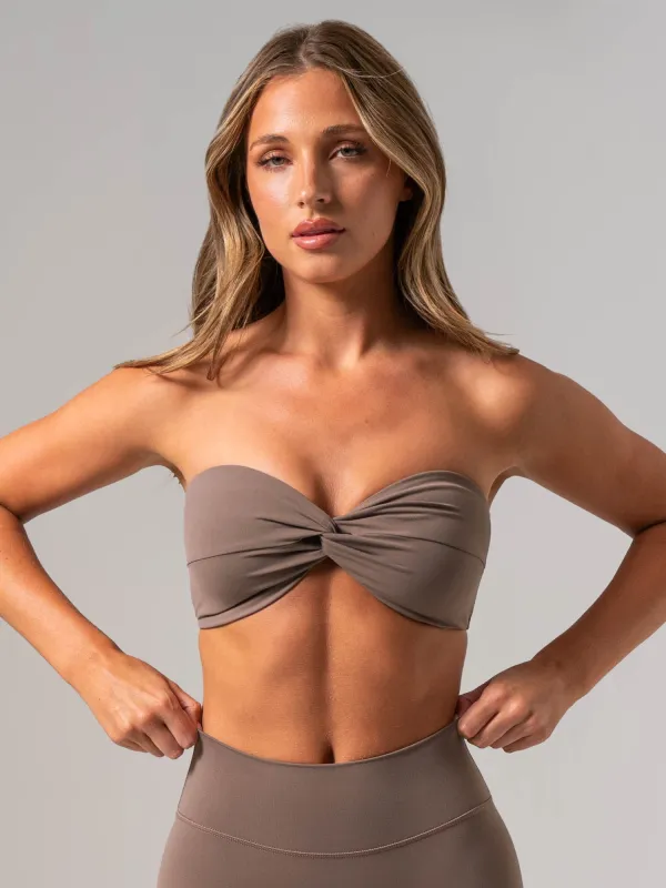NKD Twist Front Bandeau - Cocoa made by Ryderwear