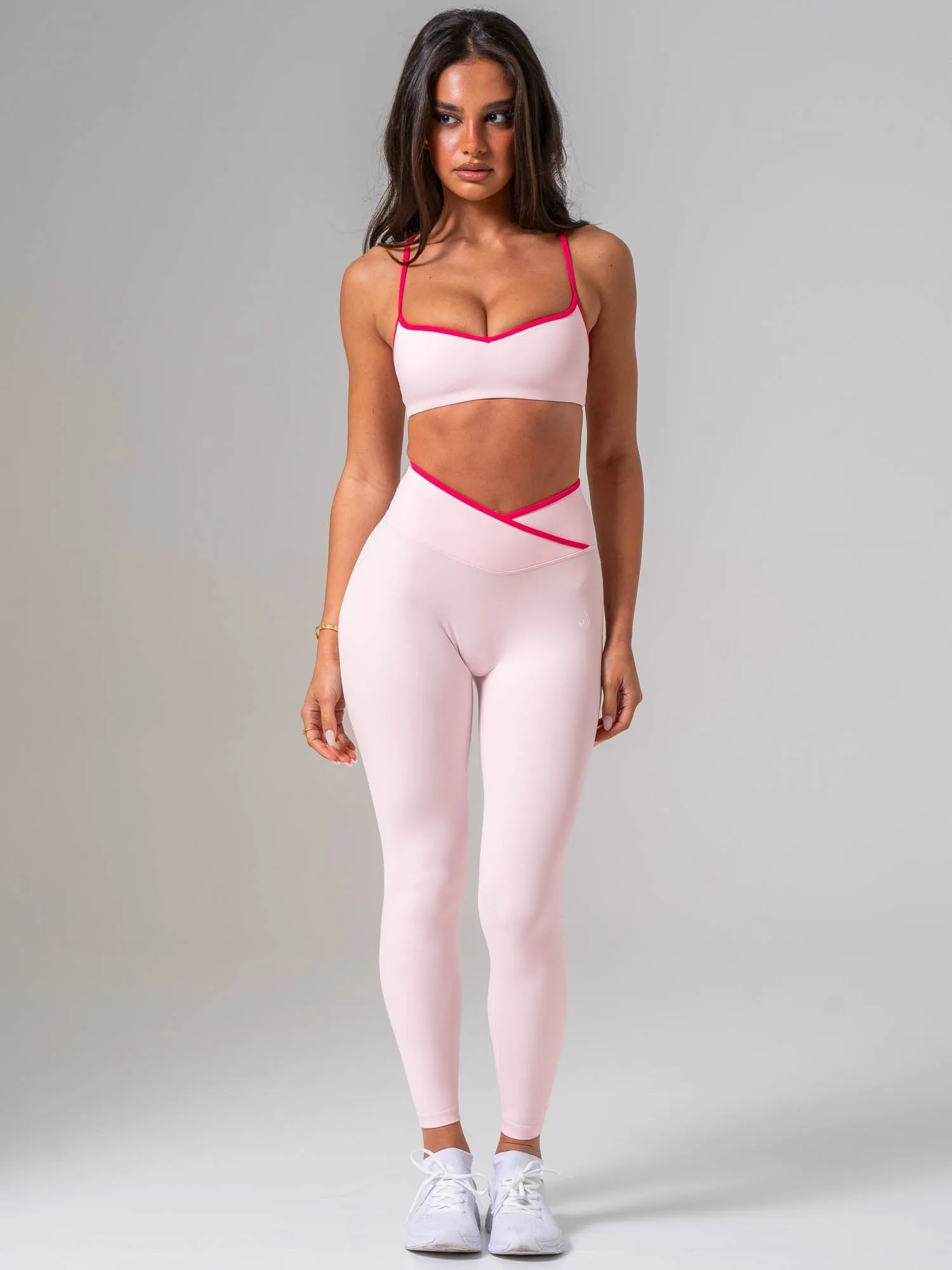NKD Cross Over Contrast Invisible Scrunch Leggings - Pink On Pink sold by Ryderwear product image thumbnail 5