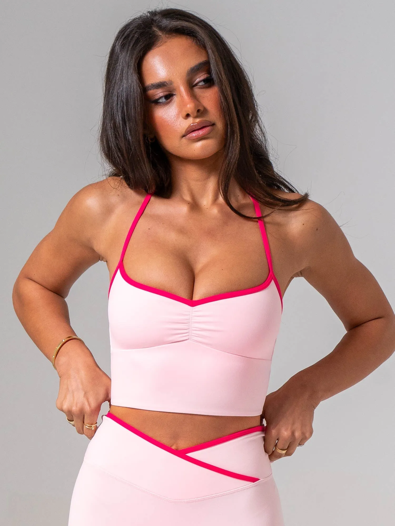 NKD Sweetheart Contrast Tank - Pink On Pink sold by Ryderwear