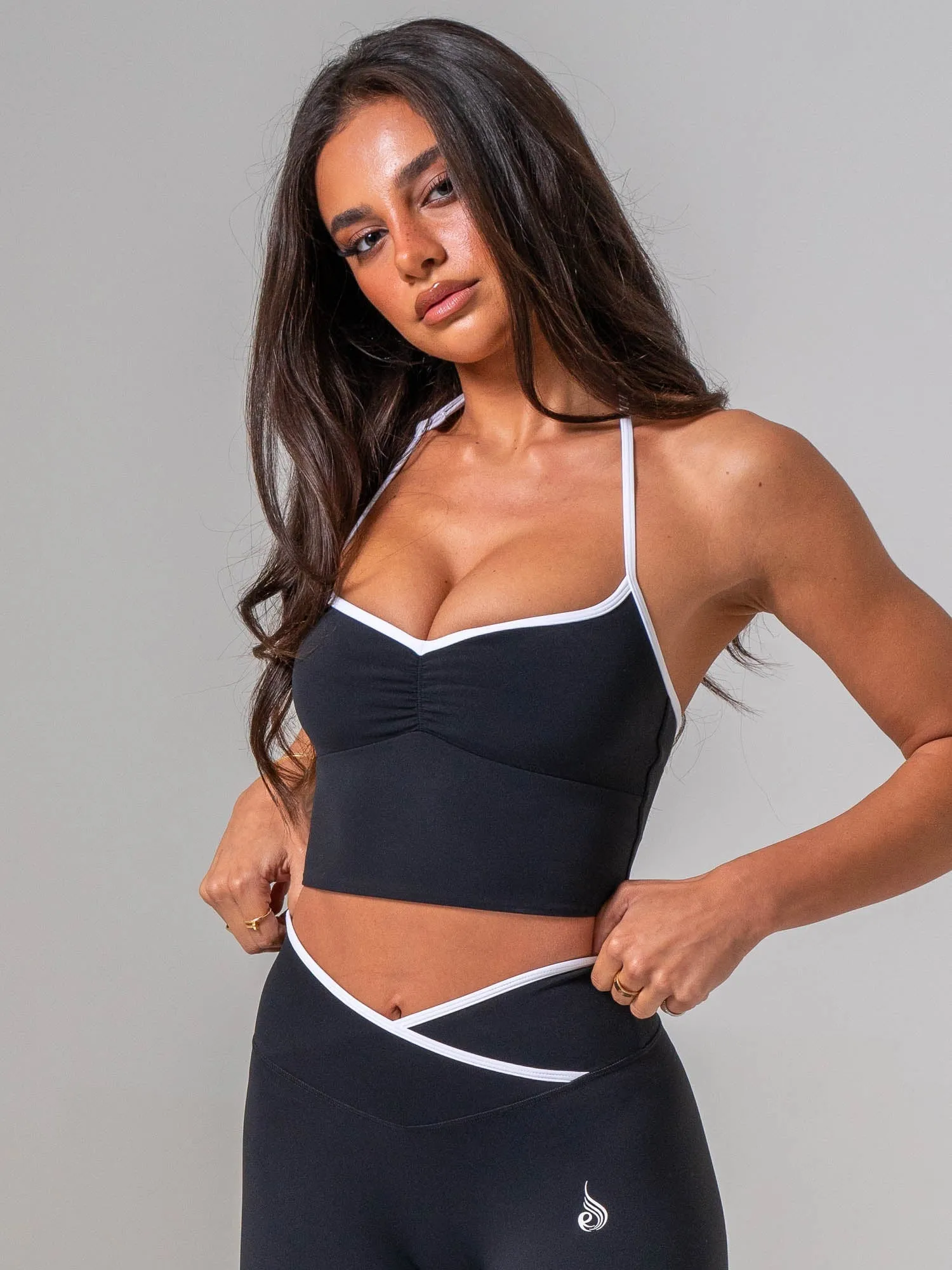 NKD Sweetheart Contrast Tank - Black/white sold by Ryderwear product image thumbnail 3