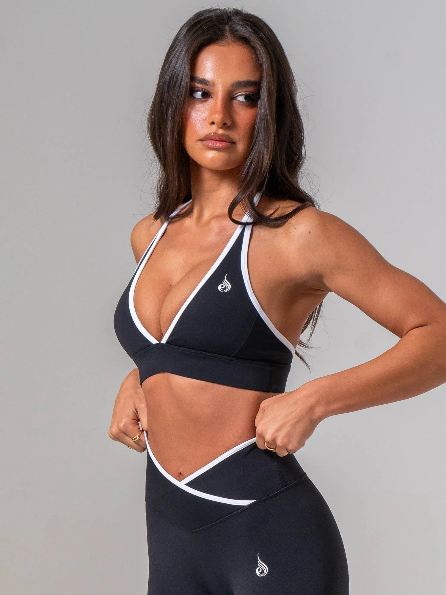 NKD Contrast Halter Bra - Black/white sold by Ryderwear product image thumbnail 3