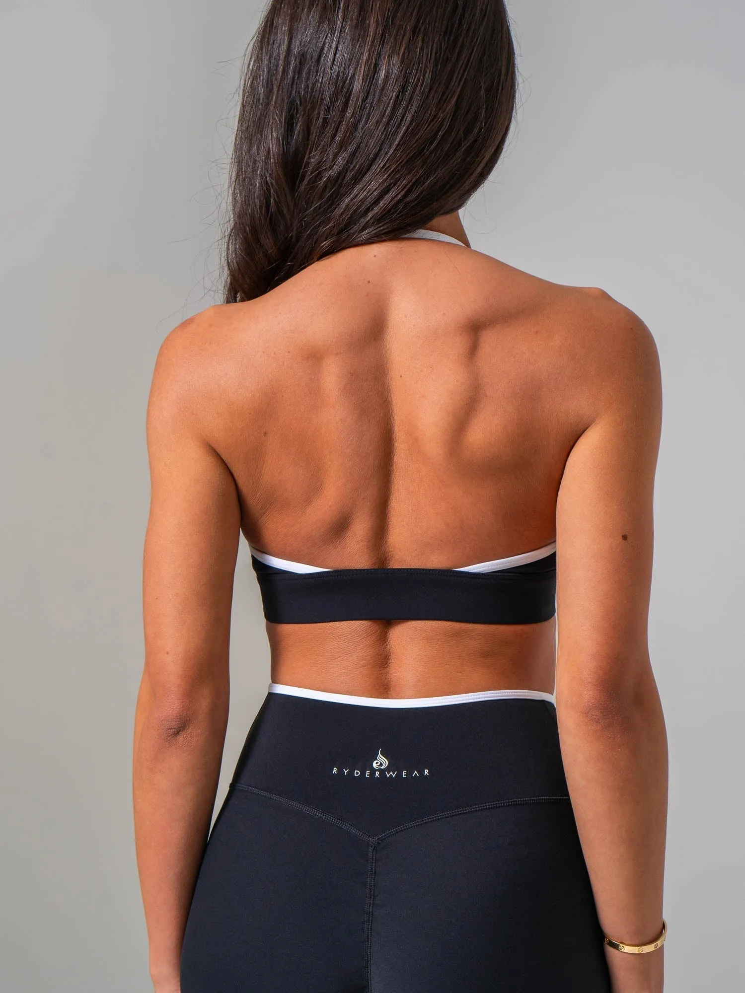 NKD Contrast Halter Bra - Black/white sold by Ryderwear product image thumbnail 2