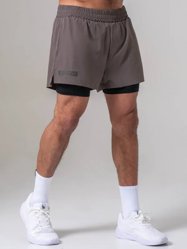 Pursuit 2 In 1 Training Shorts - Deep Taupe made by Ryderwear