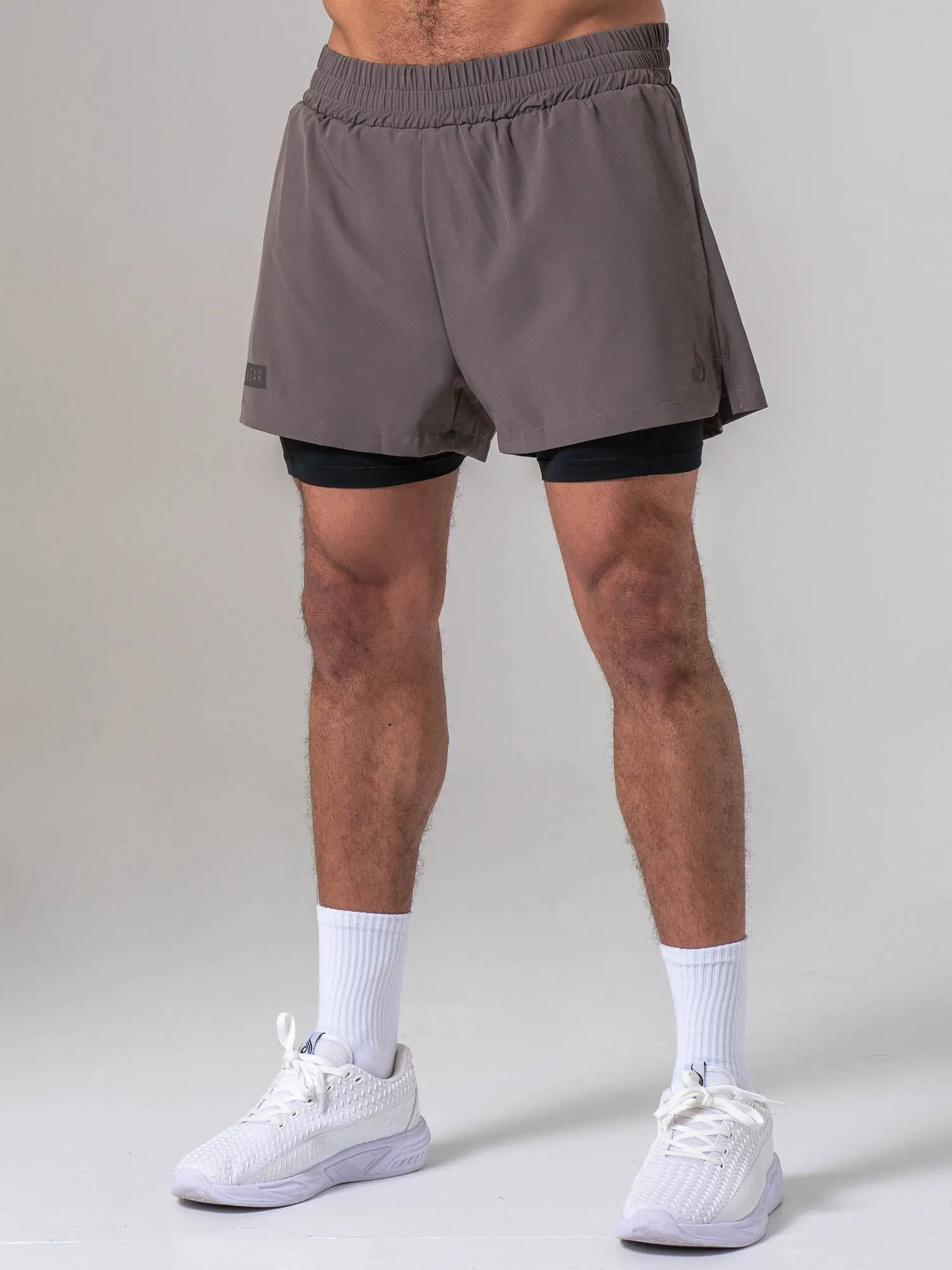 Pursuit 2 In 1 Training Shorts - Deep Taupe sold by Ryderwear product image thumbnail 3