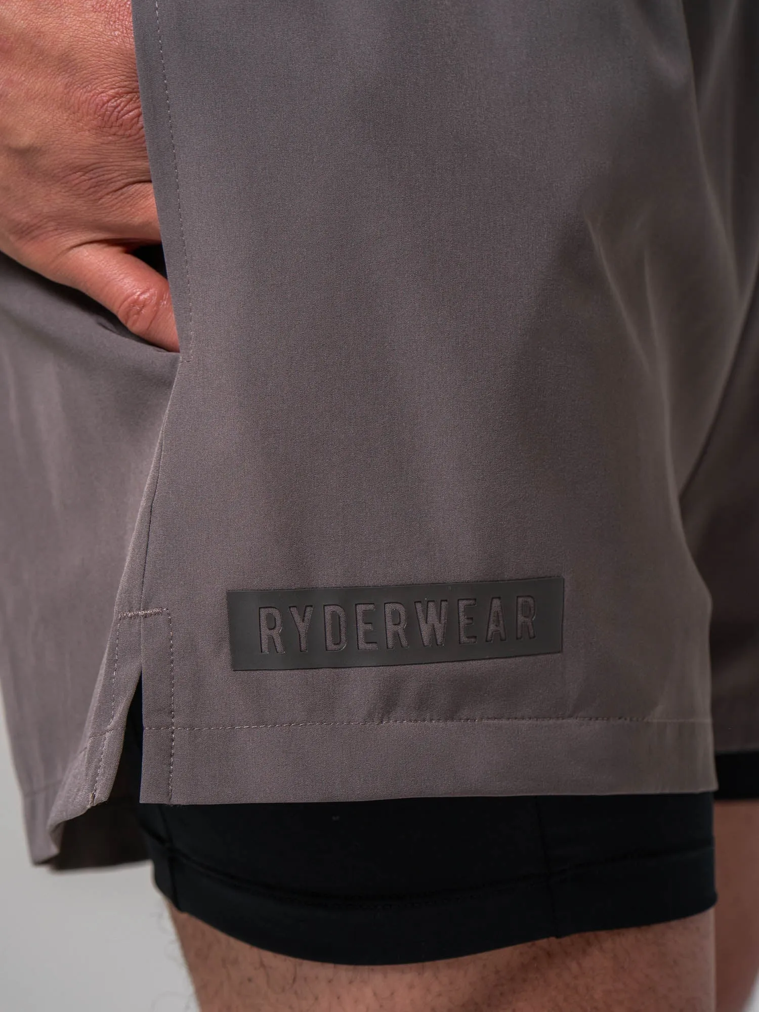 Pursuit 2 In 1 Training Shorts - Deep Taupe sold by Ryderwear product image thumbnail 4