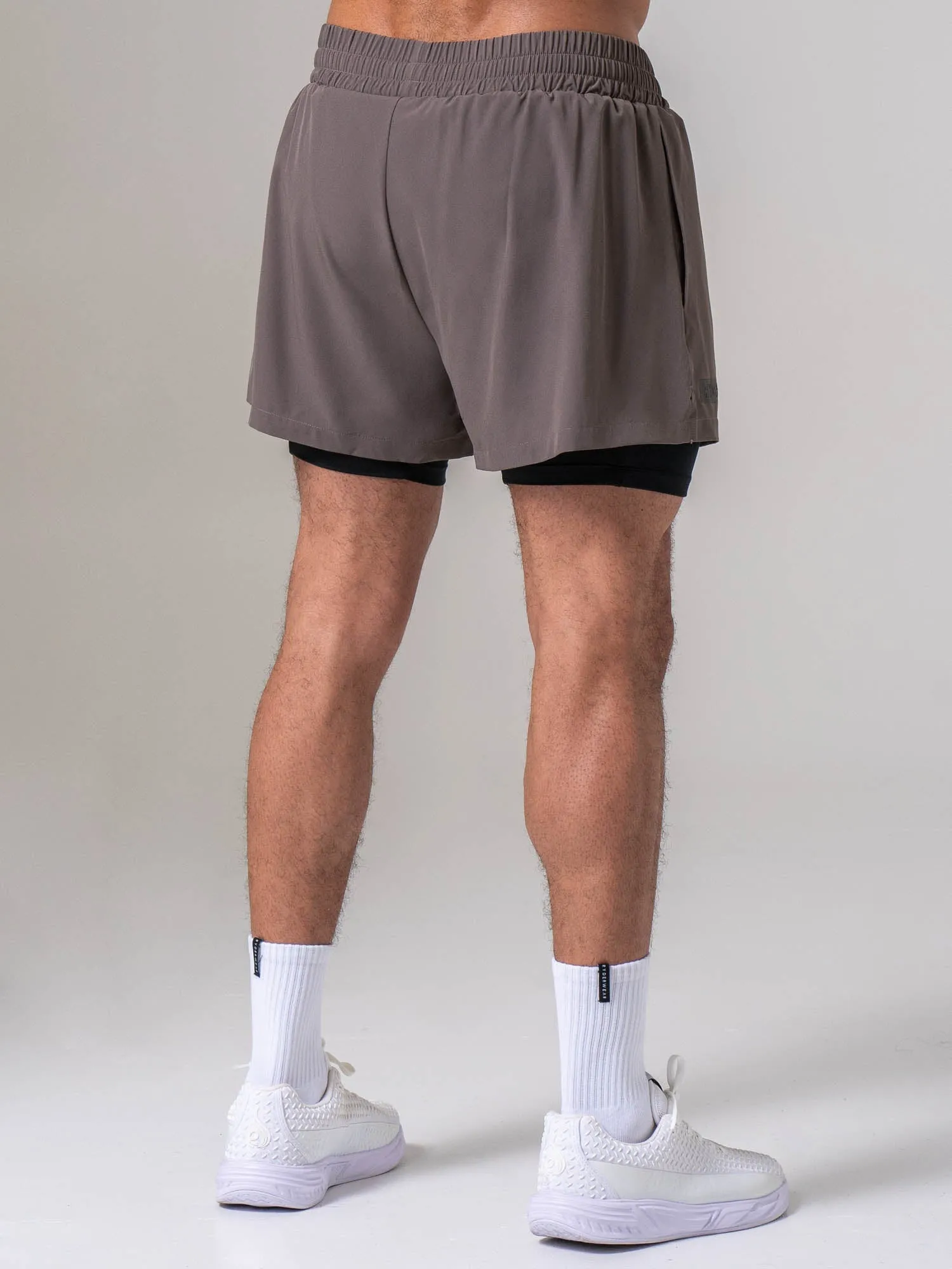 Pursuit 2 In 1 Training Shorts - Deep Taupe sold by Ryderwear product image thumbnail 5
