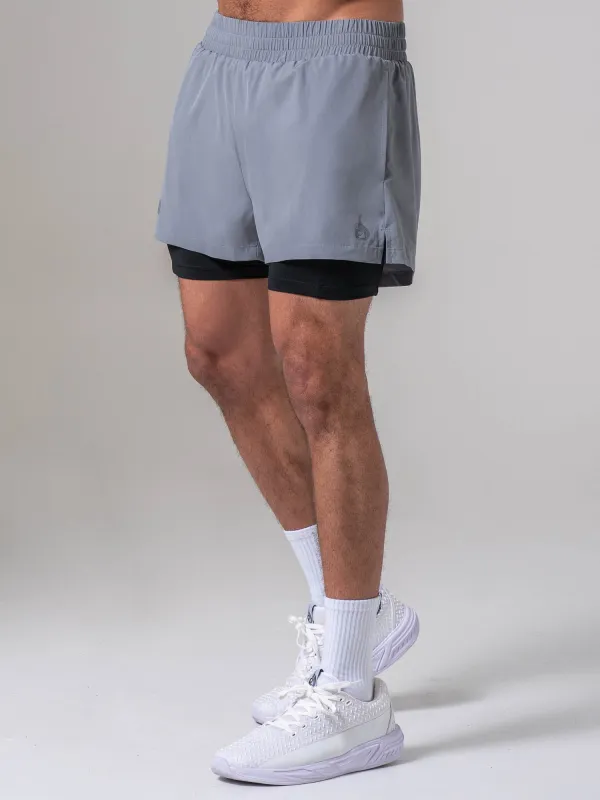 Pursuit 2 In 1 Training Shorts - Steel Blue made by Ryderwear