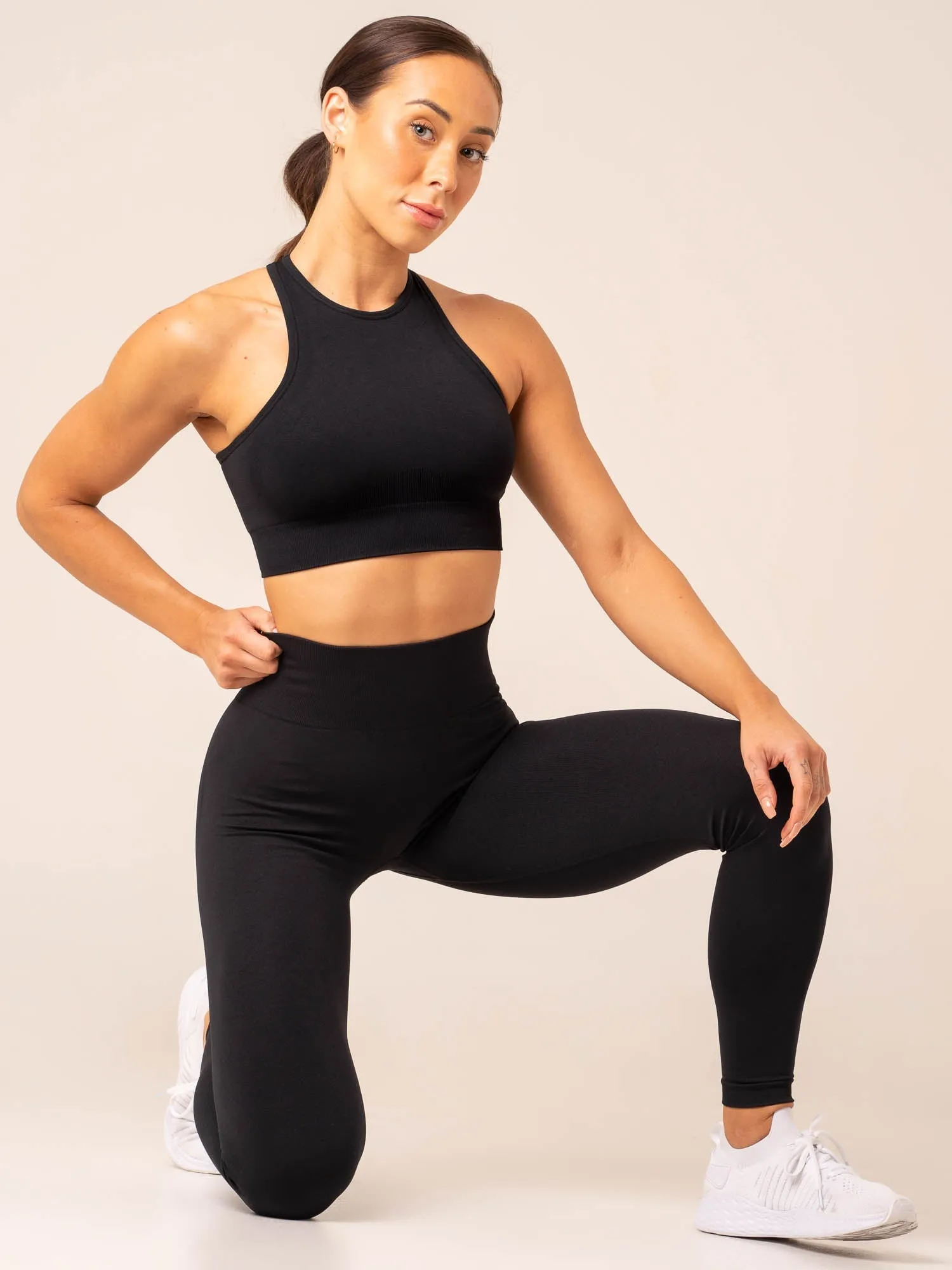Lift Seamless High Neck Sports Bra - Black sold by Ryderwear