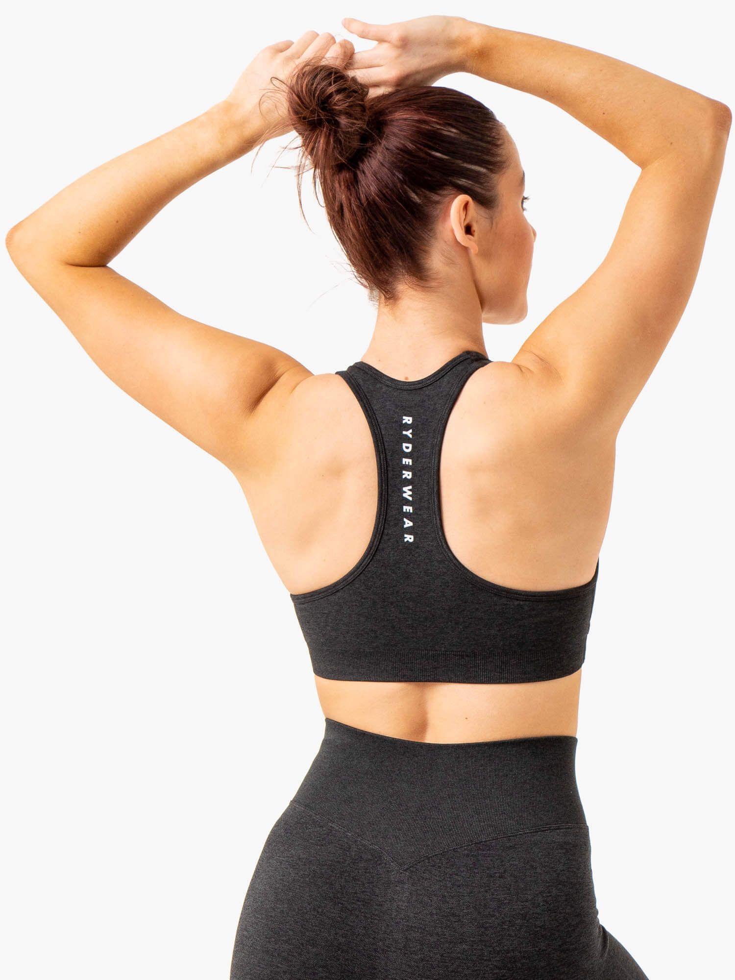 Essential Seamless Cross Over Sports Bra - Black Marl sold by Ryderwear product image thumbnail 2